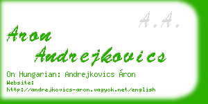 aron andrejkovics business card