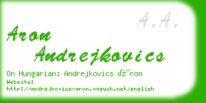 aron andrejkovics business card